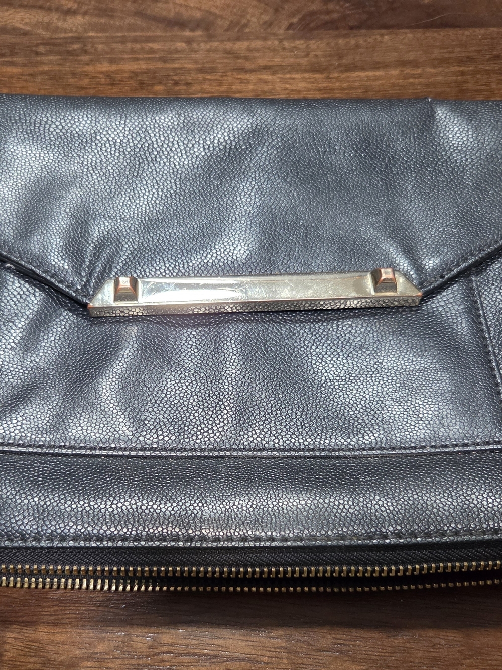 Stella & Dot Black Clutch with Gold Bar Accent